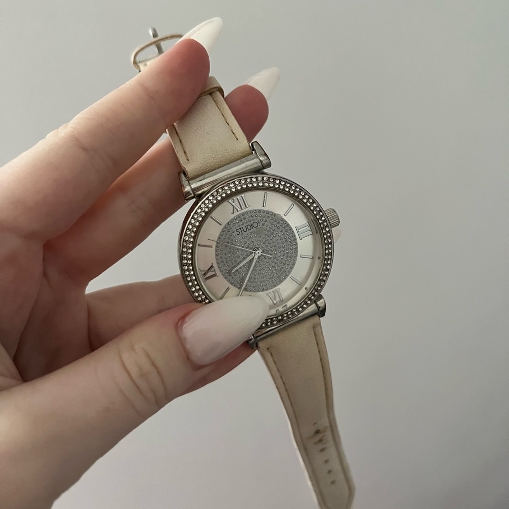 Women’s white and cream watch with diamanté detailing